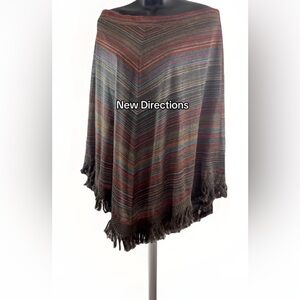 New Directions Striped Multicolor Skirt with Fringe